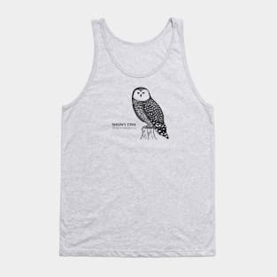 Snowy Owl with Common and Scientific Names - detailed bird design Tank Top